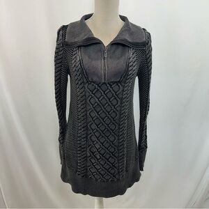 Soft Surroundings 1/4 Zip Tunic Sweater Womens XS Gray Vintage Wash